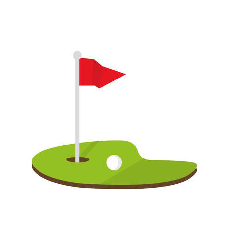 Illustration of a red flag on a putting green